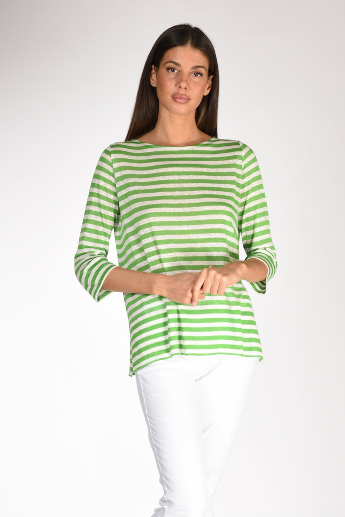 Shirt C Zero Tshirt Righe Verde/bianco Donna - 1