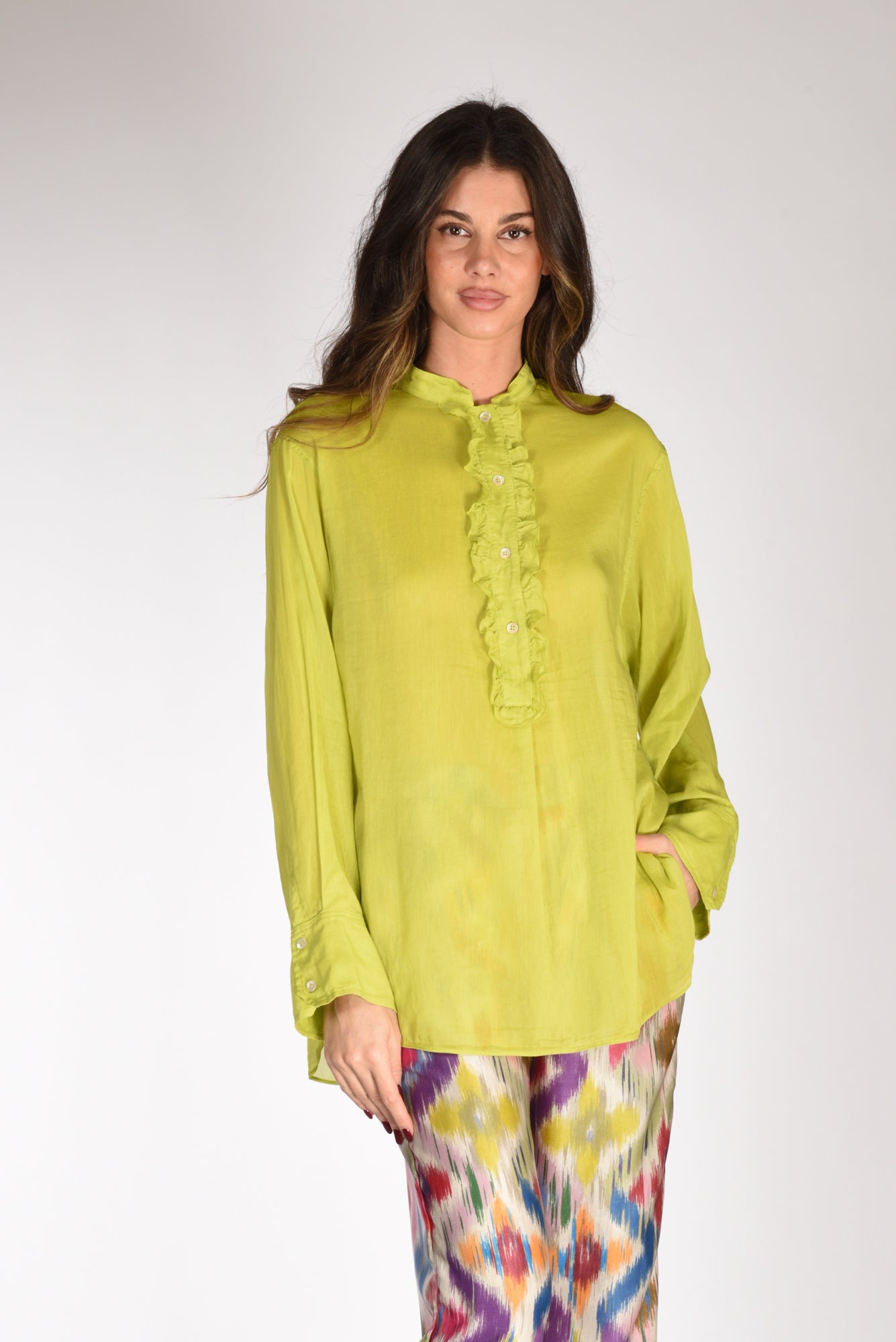 Forte Forte Camicia Rouches Verde Lime Donna