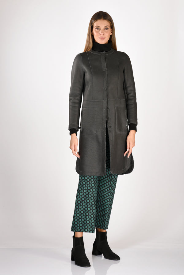 Salvatore Santoro Cappotto Pelle Grigio Donna-2
