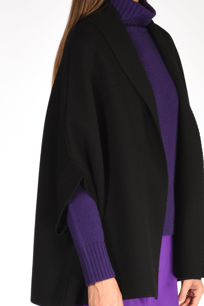 Ella Lago Di Como Cappa Di Maglia Nero Donna - 4