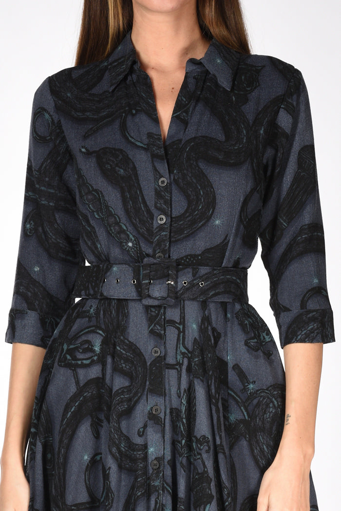 Samantha Sung Abito Aster Stampa Grigio Donna - 3