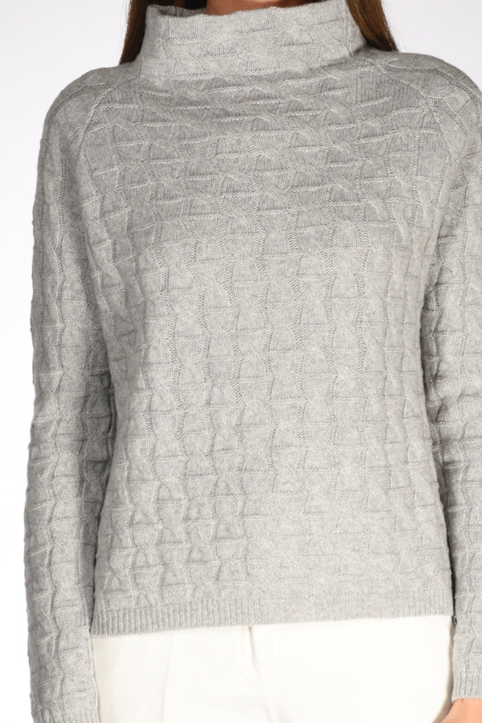 Anne Claire Maglia Lavorata Grigio Chiaro Donna - 3