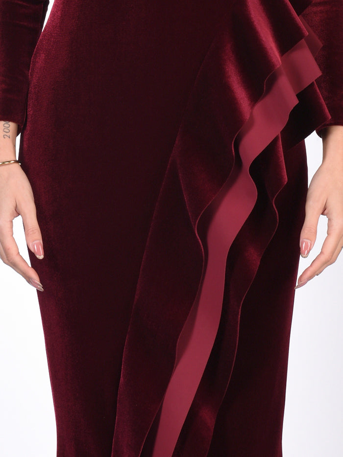 Chiara Boni La Petite Robe Women's Dark Red Velvet Dress - 3