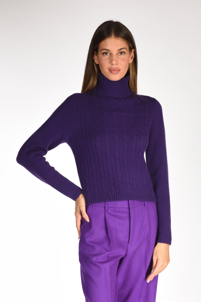 Allude Maglia Collo Alto Viola Donna - 1