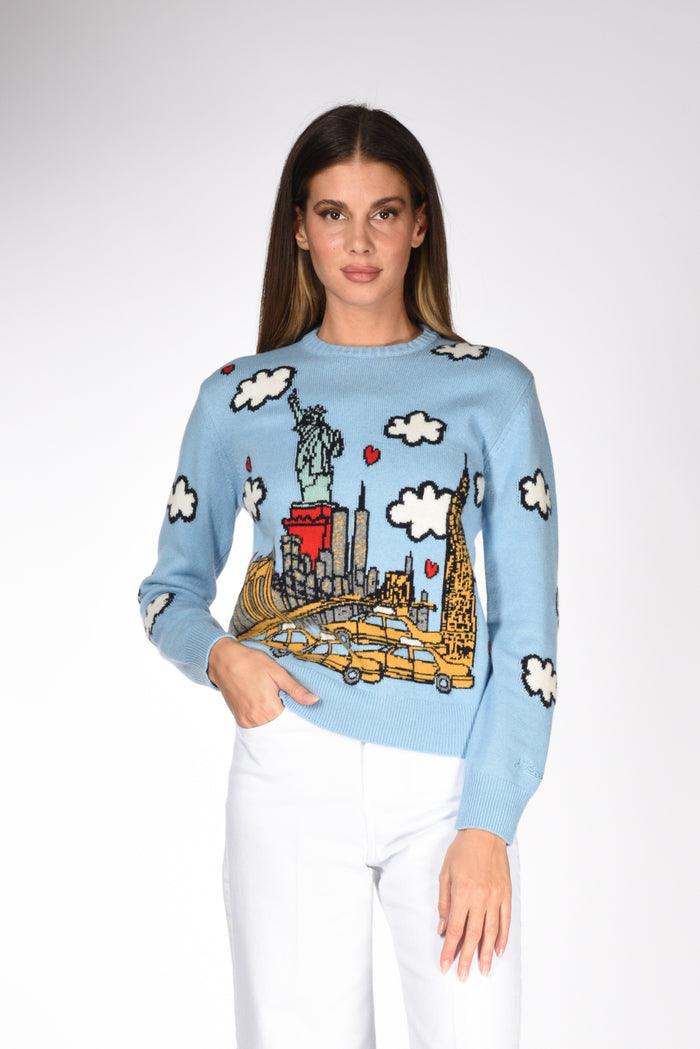 Mc2 Saint Barth Maglia Newyork Azzurro/multicolor Donna - 1