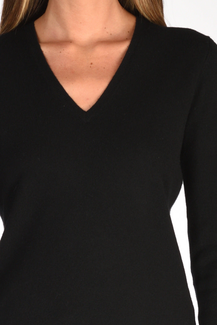 Allude Maglia Scollo V Nero Donna - 3