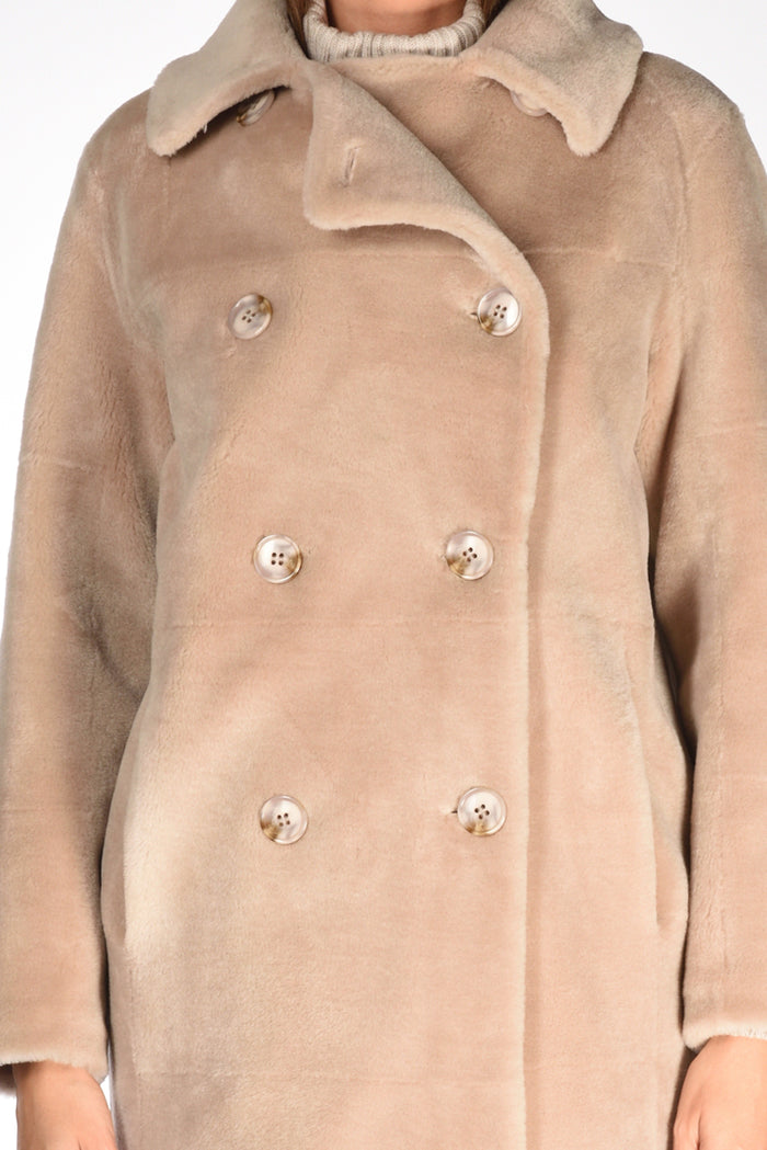 P Cube Cappotto Ecofur Beige Donna - 4