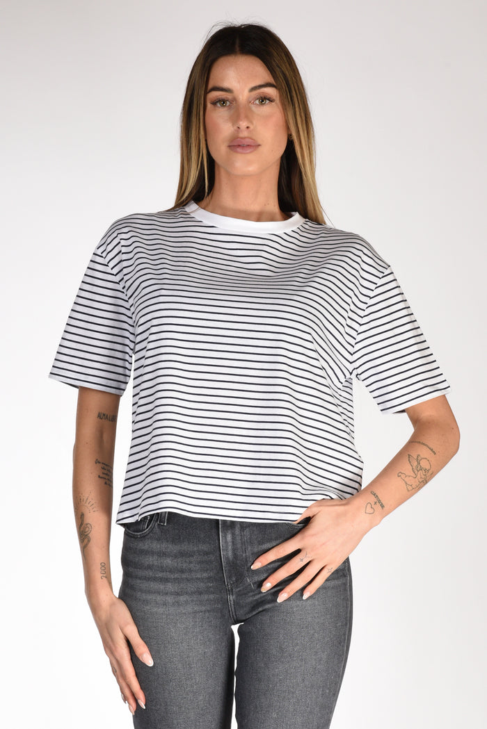 Allude Women's White/Blue Striped Sweater - 1