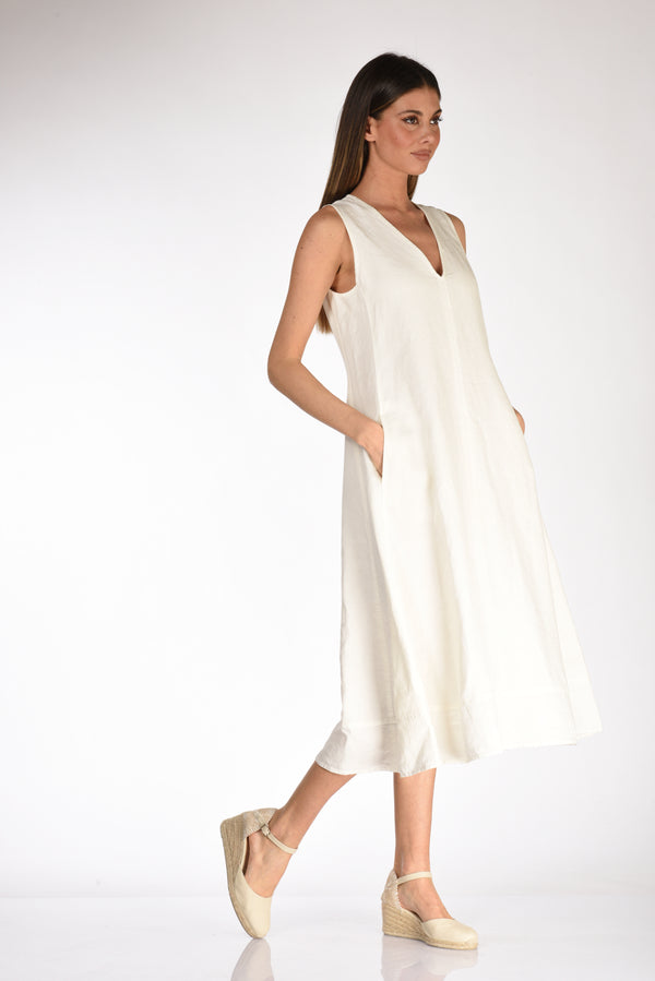 Aspesi Natural White Flared Dress for Women