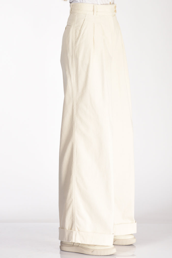 Aspesi Pantalone Velluto Bianco Donna - 5