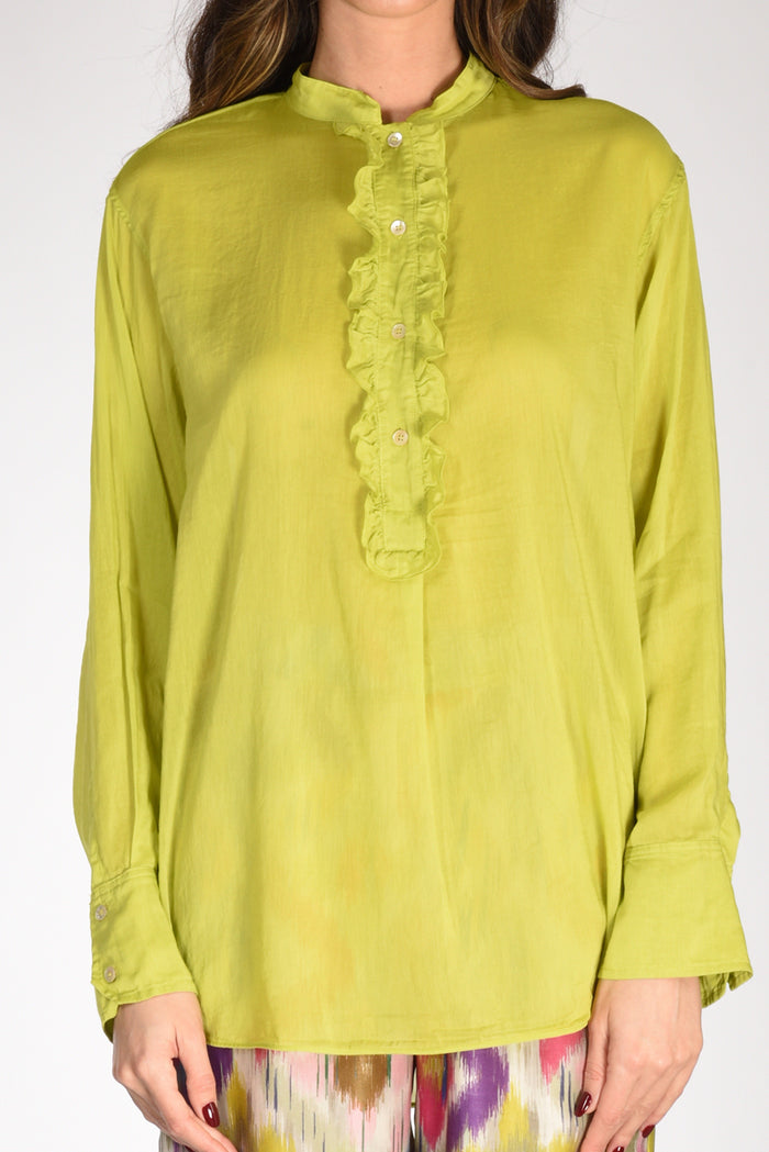 Forte Forte Camicia Rouches Verde Lime Donna - 3