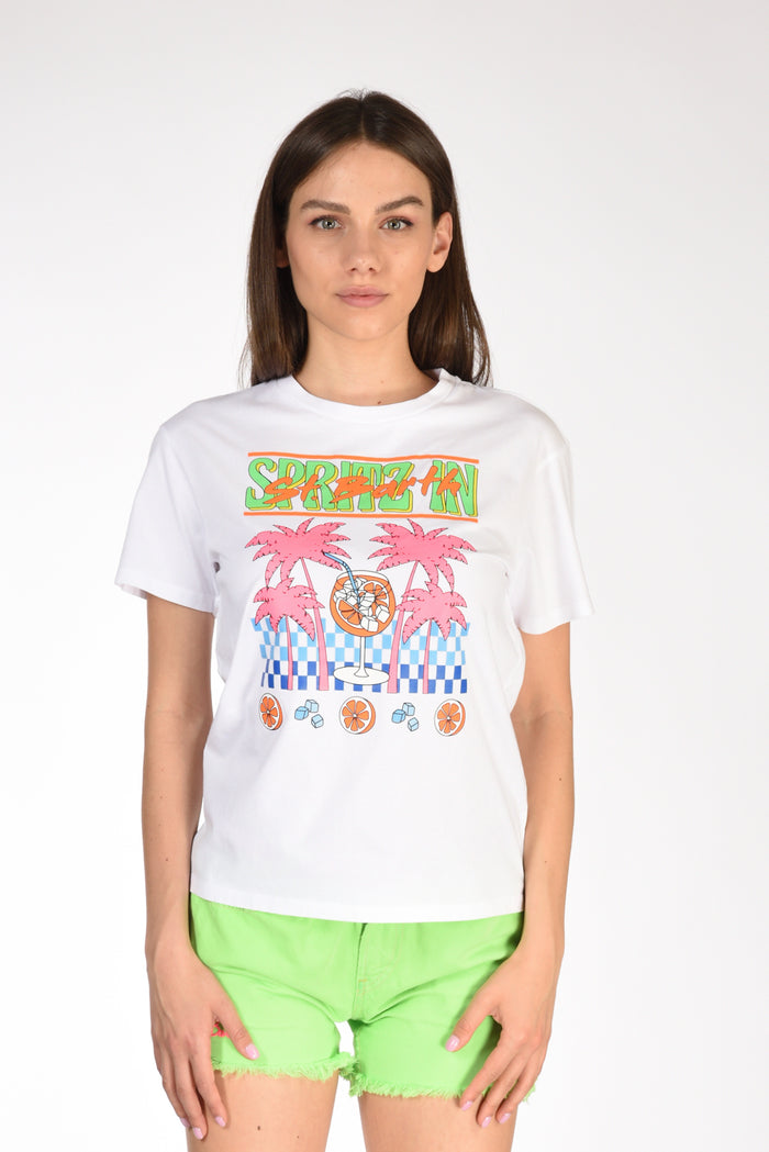 Mc2 Saint Barth Tshirt Palme Bianco Donna
