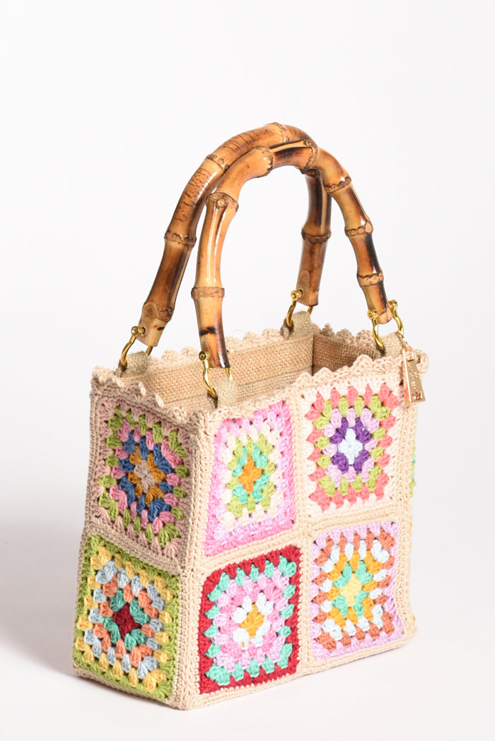 La Milanesa Borsa Crochet Beige/multicolor Donna - 3